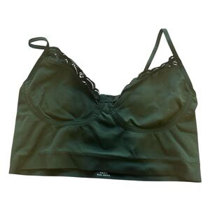Aerie Dark Green Lace Trim Bralette (A9)